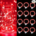 pozzolanas 12 Pack Red Battery Operated String Lights - 7ft Waterproof Fairy Lights with 20 LEDs for Home, Mason Jar, Party, Wedding, Halloween, Christmas Decorations