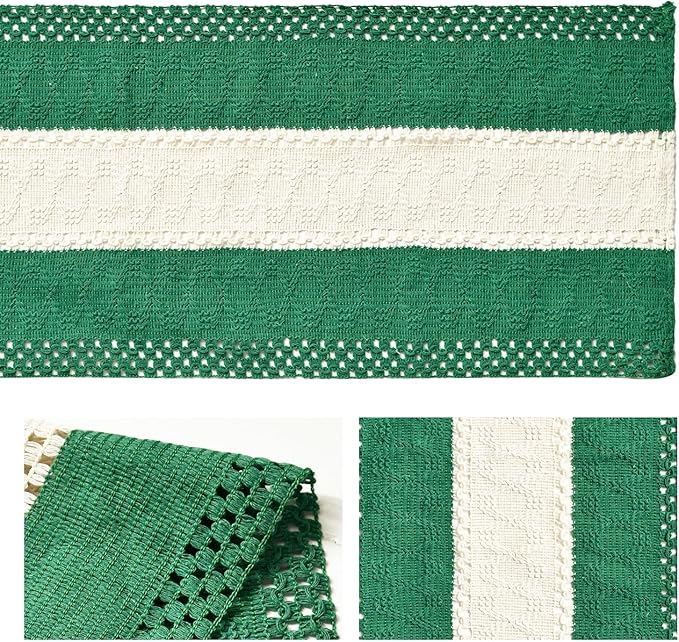 Artoid Mode Dark Green Farmhouse Rustic Table Runner, Seasonal Hollow Kitchen Dining Table Decoration for Home Party Decor 12x36 Inch