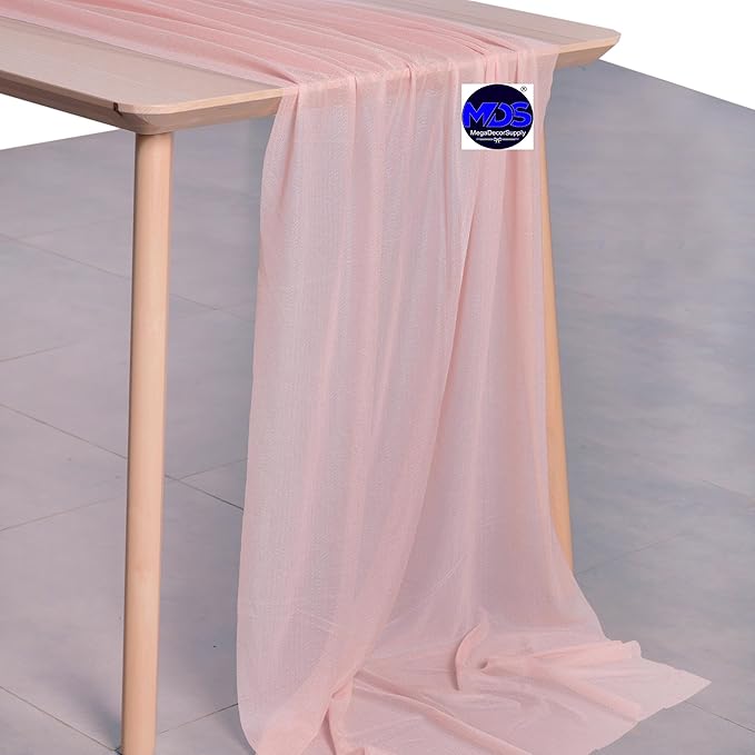 MDS 2 Pack 14ft Chiffon Table Runner 29 x 170 Inches Sheer Wedding Runner Romantic Rustic Table Runner for Wedding Decorations, Birthday Parties, Bridal Shower Party Arch Decor - Dusty Rose