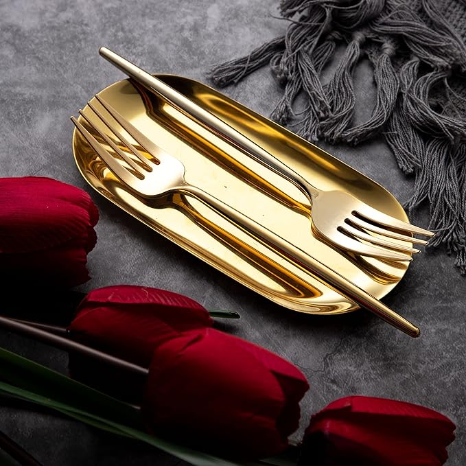 Forks Set: 102 Pieces Gold Plastic Disposable Cutlery with Knives and Spoons