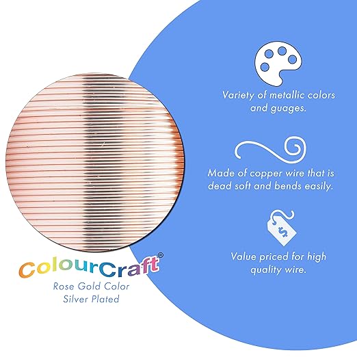 Beadalon ColourCraft Wire, 16 Gauge, Rose Gold Color Silver Plated, 8 yd Spool