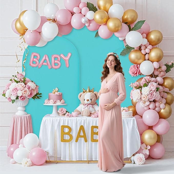 7.2FT Wedding Arch Covers Arch Backdrop Cover Arch Stand Covers Set Arch Cover Spandex Fabric Stretchy Backdrop for Wedding Birthday Party Decoration Baby Shower (Sky Blue)