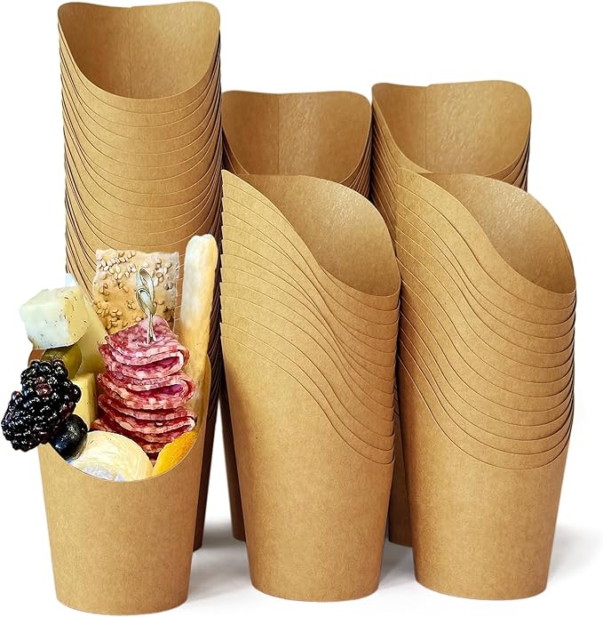 Cups for Fries and Snacks, 14 oz Brown Kraft Paper, Pack of 100