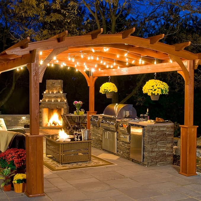 Outdoor String Lights 2-Pack 48 ft Dimmable LED with Remote, 3 Color Options