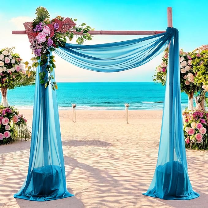 MDS Halloween Chiffon Draping Fabric - 1 Panel, 30" Wide x 40ft Long - Sheer Spooky Arbor & Canopy Drapery for Haunted House Backdrops, Party Ceilings, DIY Costumes & Themed Events - Dark Teal