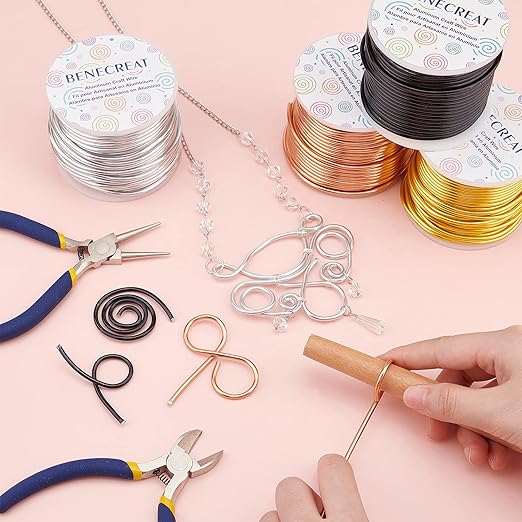 BENECREAT 10 Gauge Jewelry Craft Aluminum Wire 80 Feet Bendable Metal Sculpting Wire for Craft Floral Model Skeleton Making (Gold, 2.5mm)