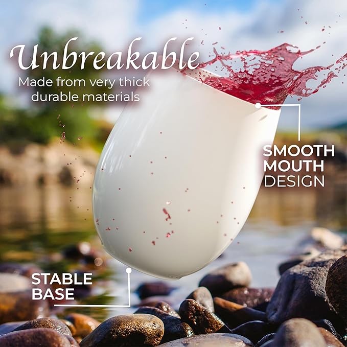 Wine Glasses 48 Count, 12 oz Stemless Plastic, Unbreakable