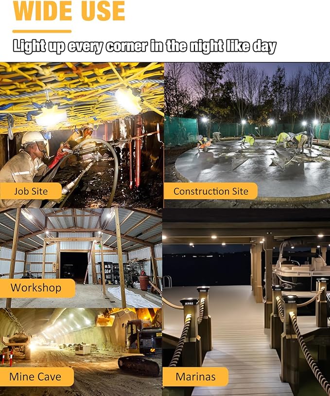 String Lights, 100 ft White LED Work Lights with 16,000 Lumens