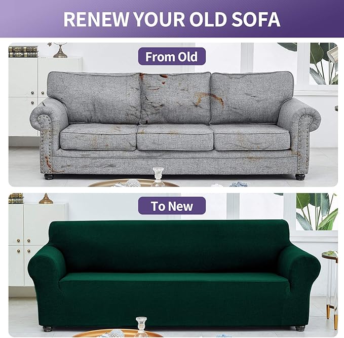 Sofa Slipcover for Loveseat in Hunter, Stretch Fit, Water Repellent