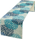 Floral Table Runner,Blue Flowers Print Spring Summer Table Cloth Kitchen Dining Table Home Party Decoration 13x72 Inch