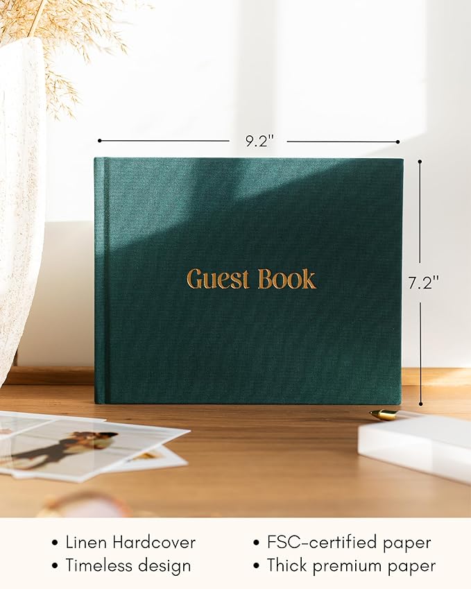 Guestbook with Linen Hardcover and Polaroid-Friendly Pages