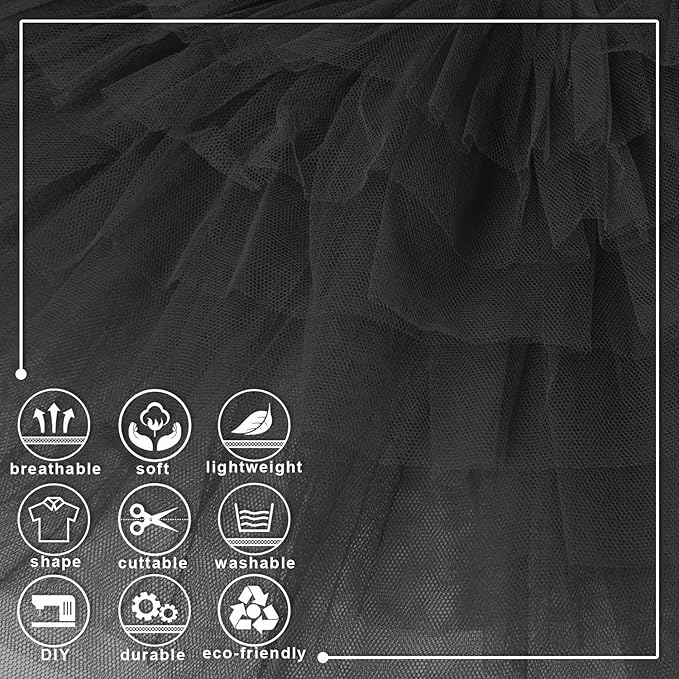 Black Tulle Fabric Roll 6 Inch X 300 FT (100 Yards) Matte Tulle Ribbon Netting Mesh Spool for DIY Tutu Skirt Wedding Bow Gift Wrapping Baby Shower Christmas Party Halloween Decorations