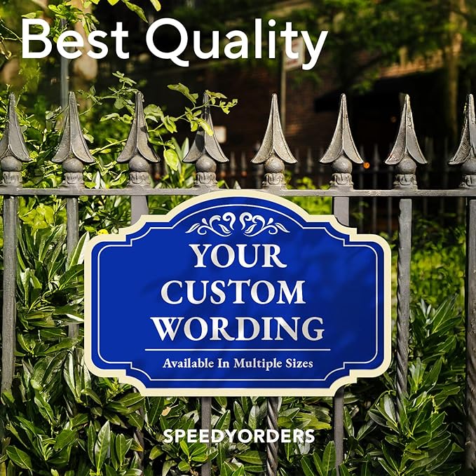 Custom Decorative Outdoor Metal Sign, Personalized Aluminum Driveway Waterproof Sign Made in USA, Design 2 Blue Steel 36x24 In