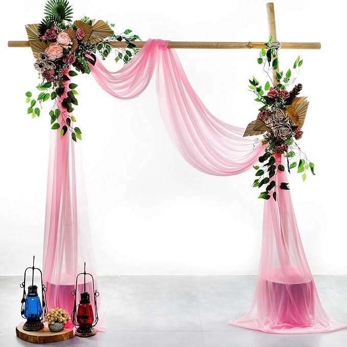 Backdrop Fabric Panel, Coral Sheer Chiffon, 30 In x 40 Ft