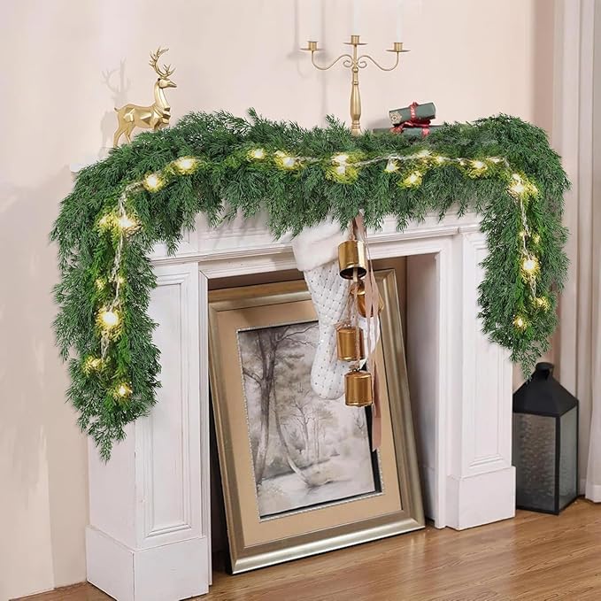 Garland - 16 Ft Green Real Touch Pine with 406 Sprigs