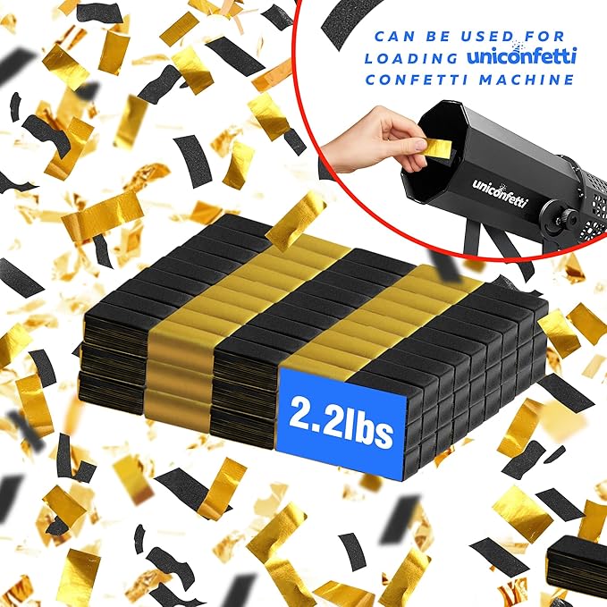 Confetti Paper, Black & Gold, Bulk Pack for Parties