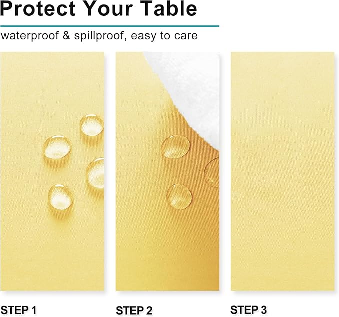 Hiasan Light Yellow Rectangle Tablecloth - 30 x 60 Inch - Waterproof & Wrinkle Resistant Washable Fabric Table Cloth for Dining, Party and Outdoor use