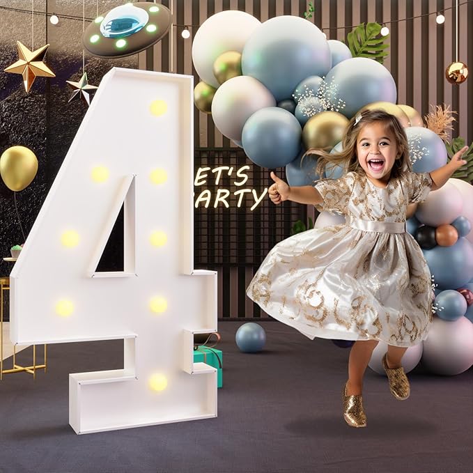 Party Supplies: 3 Ft Light Up Marquee Number 4, Foam Board