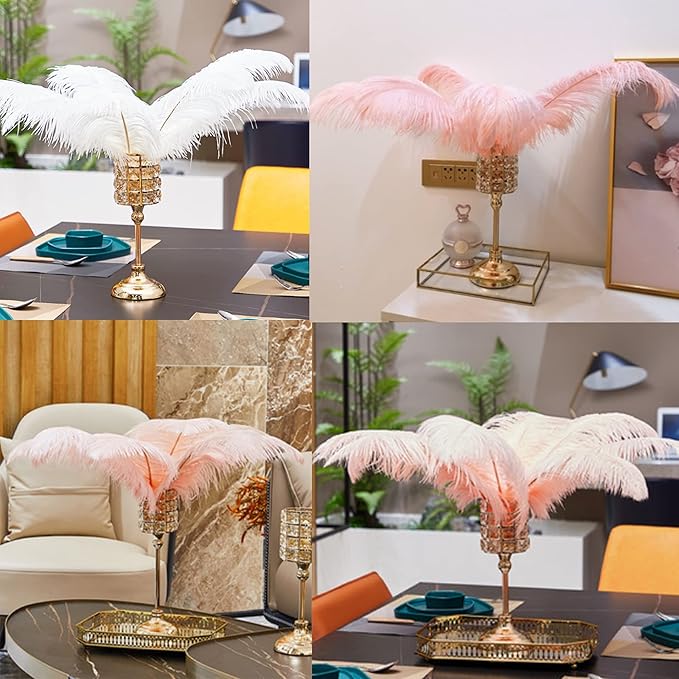 Happy Feather 16-18 inch Green Ostrich Feathers Craft for Wedding Party Centerpieces Home Decoration DIY Craft Pack of 10