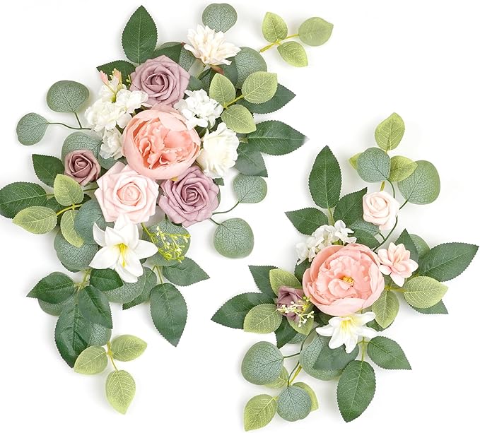 Artificial Flowers Arch Decor Set of 2, Silk and Foam, Indoor Outdoor