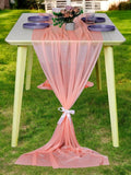 MDS 20 Pack 10ft Chiffon Table Runner 29 x 120 Inches Sheer Wedding Runner Romantic Rustic Table Runner for Wedding Decorations, Birthday Parties, Bridal Shower Party Arch Decor - Peach