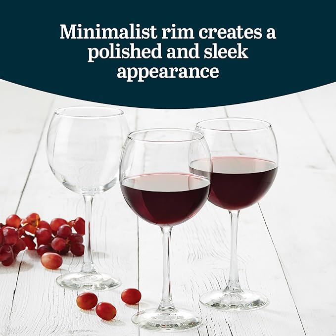 Red Wine Glasses Set of 6, 18.25 Oz Clear Glass Balloon Bowl