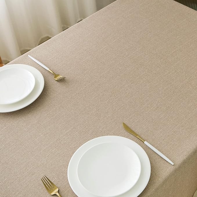 NLMUVW Linen Tablecloth for Rectangle Tables 70 Inch Burlap Textured Table Cloth Water Resistant Farmhouse Table Cover for Kitchen Dining Coffee, 54 x 70 Inch