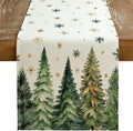 GEEORY Christmas Table Runner 13x108 Inch, Xmas Tees Snowflakes Holiday Decorative Farmhouse Table Decoration for Kitchen Dinning, Indoor Outdoor Dinner Party Decor (Light Green) GT166-108