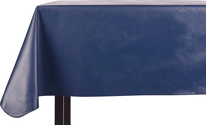 Tablecloth, Navy Vinyl Rectangle, 52 x 120 Inch, Wipe-Clean