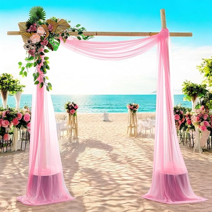 MDS Halloween Chiffon Draping Fabric - 1 Panel, 30" Wide x 50ft Long - Sheer Spooky Arbor & Canopy Drapery for Haunted House Backdrops, Party Ceilings, DIY Costumes & Themed Events - Coral
