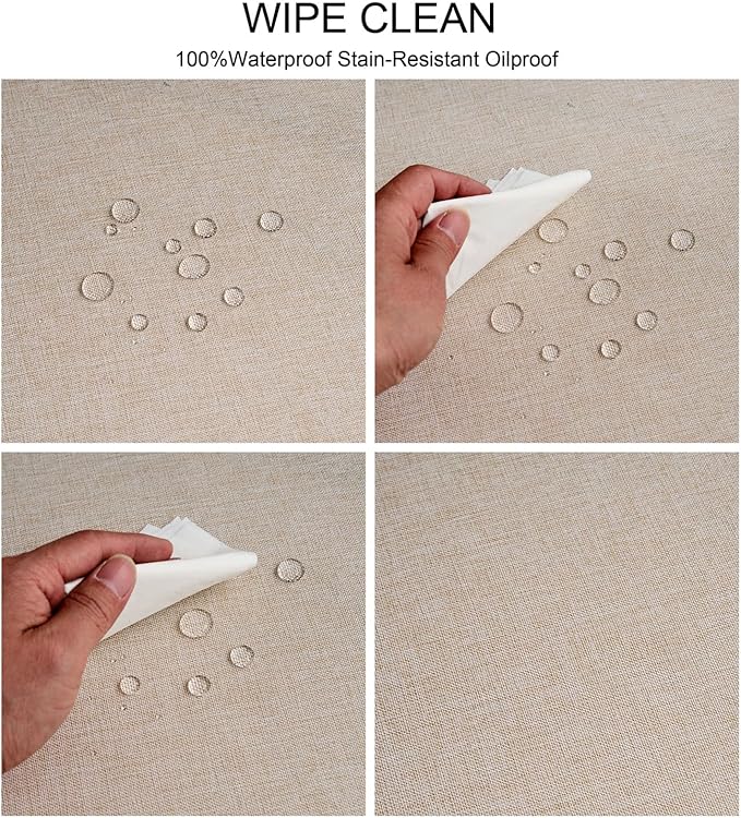 NLMUVW Square Linen Tablecloth 48x48 Inch, Rustic Textured Table Cloth Water Resistant Farmhouse Table Cover for Kitchen Dining Party Coffee, Oatmeal