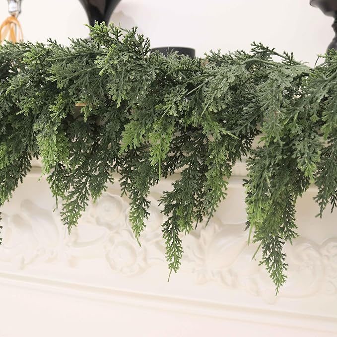 Garland 9 Ft Green Artificial Cedar, Realistic PE Christmas Decor