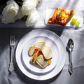 Plastic Plates with Silver Rims, 100 Count, Heavy Duty White
