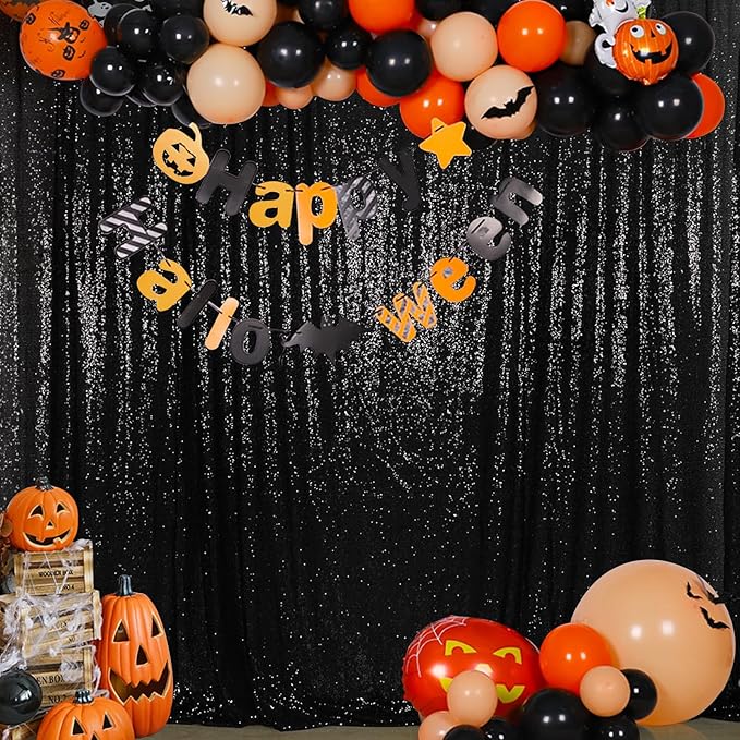Backgrounds: Black Sequin Mesh Curtain, 20 x 10 FT, 3MM Sequins