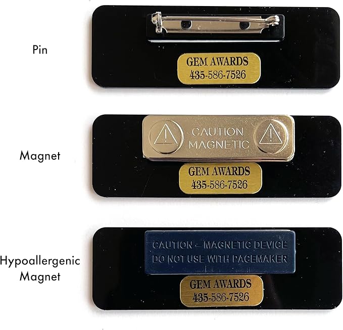 Custom Name Tags - Full Color Logo Name Tags - Scratch Resistant Metal Front & Hard Plastic Back (1.5 x 3 Inch, Silver)
