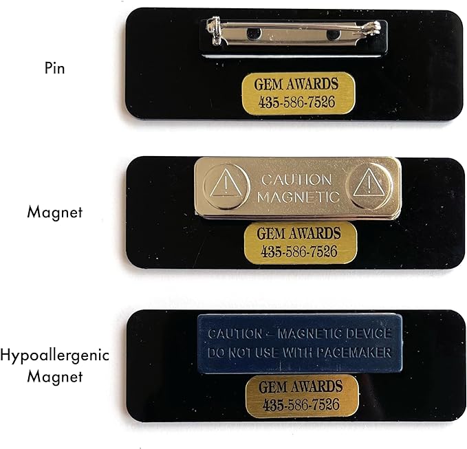 Custom Name Tags - Full Color Logo Name Tags - Scratch Resistant Metal Front & Hard Plastic Back (1.25 x 3 Inch, White)