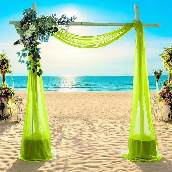MDS Halloween Chiffon Draping Fabric - 1 Panel, 30" Wide x 30ft Long - Sheer Spooky Arbor & Canopy Drapery for Haunted House Backdrops, Party Ceilings, DIY Costumes & Themed Events - Parrot Green