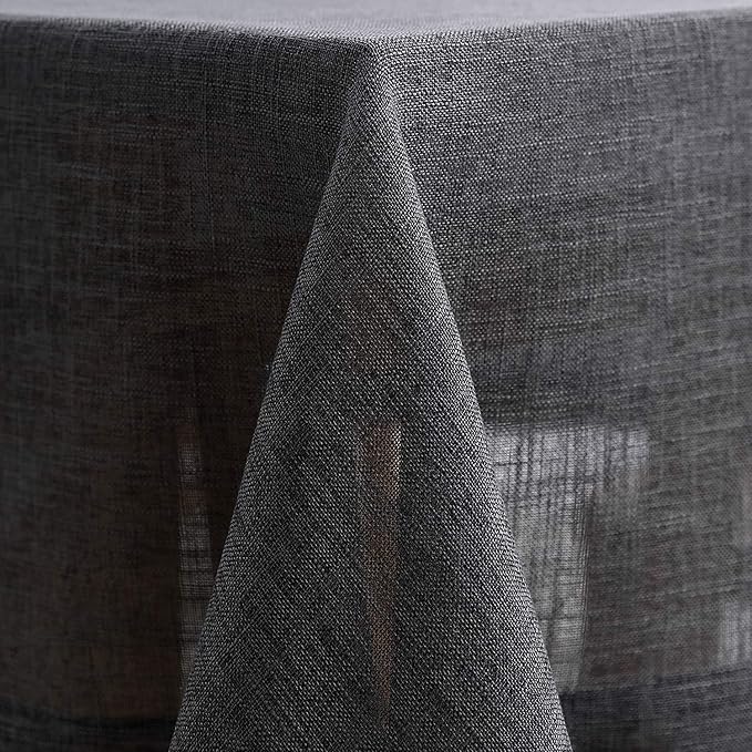 maxmill Flaxy Faux Linen Table Cloth with 2-Tone Slubby Texture Wrinkle Resistant Anti-Shrink Soft Tablecloth for Kitchen Dining Tabletop for Buffet Banquet Parties Rectangle 52 x 70 Inch Charcoa