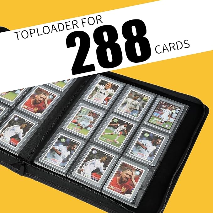 Toploader Binder with 9-Pocket Pages, Holds 288 "3×4" Rigid Toploader Hard Cases, Card Holder for Collectible Cards or Sports Cards, Durable Sleeves for Storage & Display (Gray)