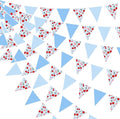 32Ft Blue Gingham Cheery Pennant Banner Fabric Triangle Flag Garland Streamers Party Decorations for Ma Cherie Baby Shower Cherry on Top Bachelorette Fruit Birthday Picnic Spring Garden Supplies