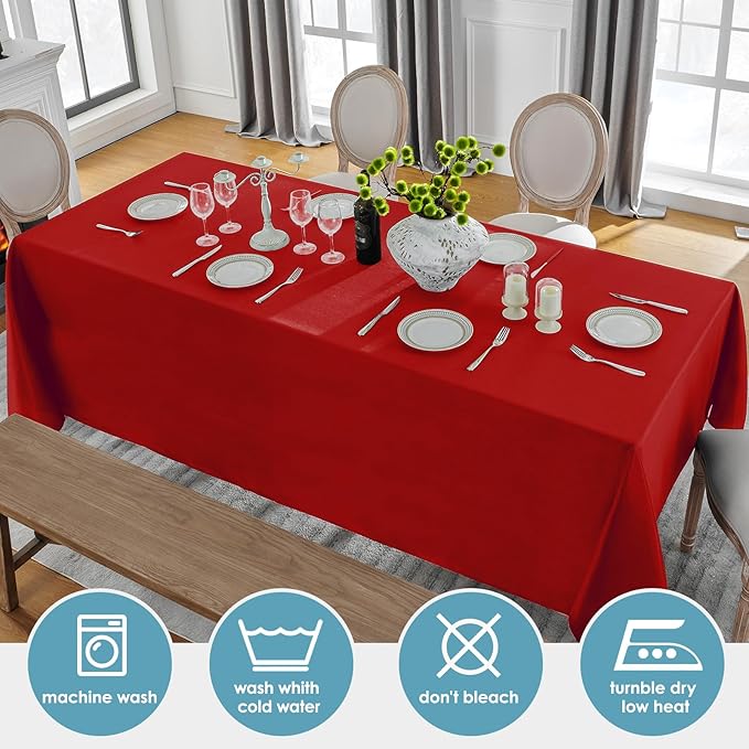 Tablecloths 6 Pack Red Rectangular 90 x 132 Inch Polyester