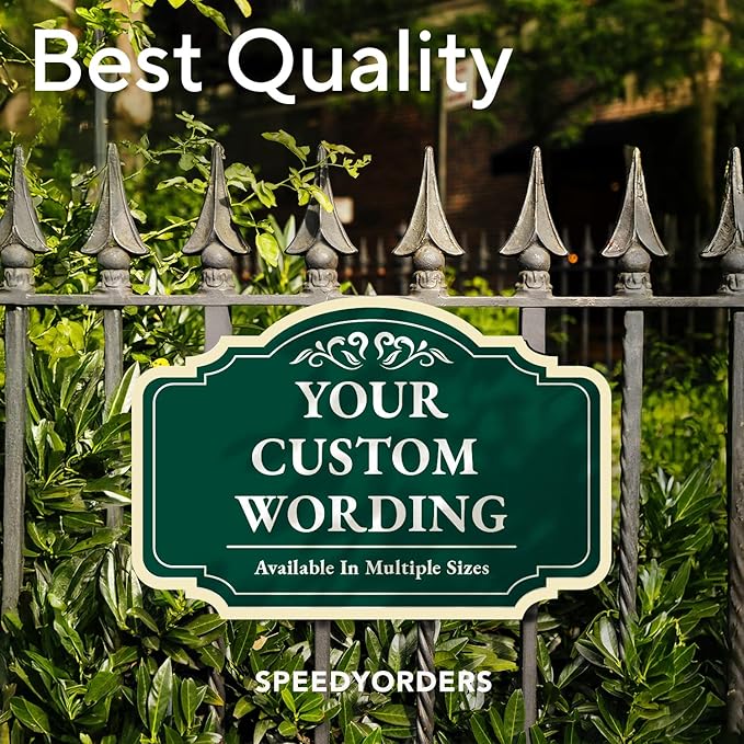 Custom Decorative Outdoor Metal Sign, Personalized Aluminum, Customized Driveway, Waterproof Made in USA - Design 2, Forest Green 18x12 In