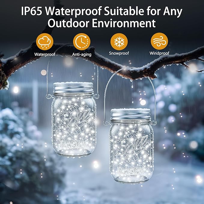 ZNYCYE Mason Jar Solar Lights for Outside, 12 Pack 30LED Fairy Lights Mason Jar Solar Lids Outdoor Waterproof String Lights with Hangers(NO Jars) for Patio Garden Yard Lawn Decoration - Cool White