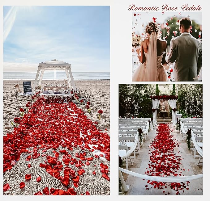 1000Pieces Rose Petals, Artificial Flower Petals Fake Rose Petals Silk Red Rose Petals for Romantic Night,Wedding,Proposal Anniversary Flower Decorations (Deep Purple)