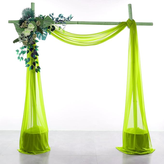 Backdrop Draping Fabric Sheer Chiffon, Parrot Green, 30 In x 40 Ft