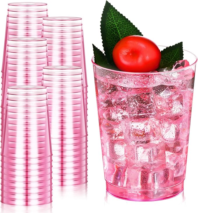 Cups 100 Count Pink Disposable Plastic Party Cups 10 Oz