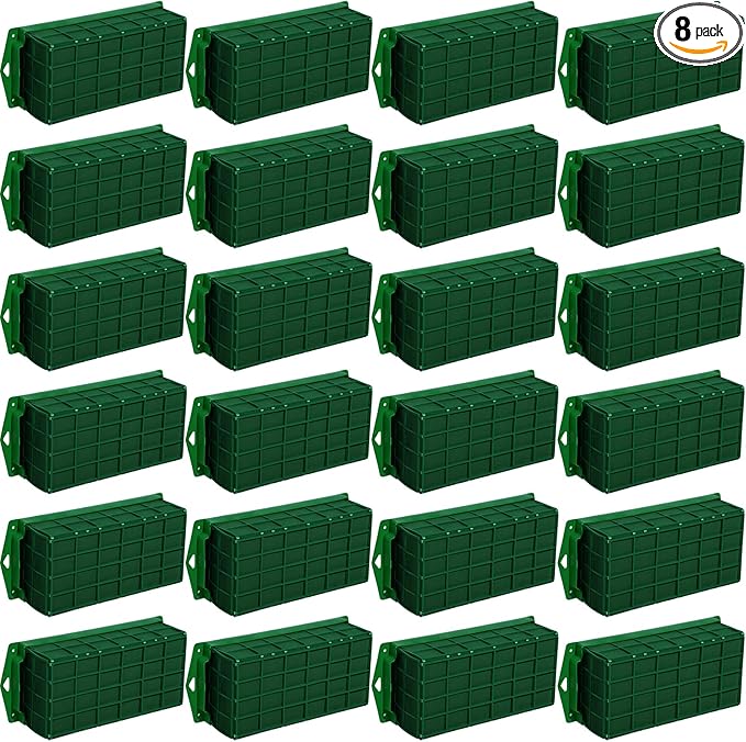 Boao 8 Pieces Floral Foam Cage Holder with Floral Foam for Fresh Flowers Cage Bowl for Table Centerpiece Flower Arrangement, Rectangle, 11.8 x 4.7 x 3.1 Inch