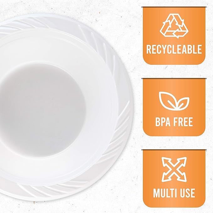 Disposable 12 Ounce White Plastic Bowls, 400 Count, Classic Style