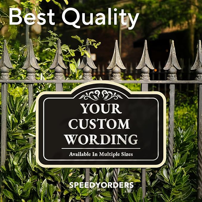 Custom Decorative Outdoor Metal Sign - Personalized Aluminum Driveway Sign, Waterproof, Made in USA - Design 1 Black Charcoal 30x24 In