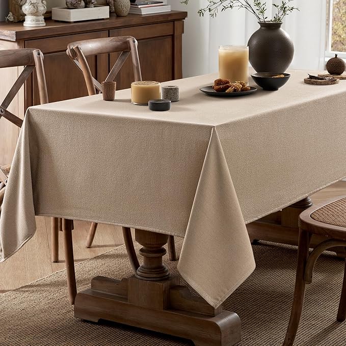 MIULEE Brown Linen Tablecloth 60x104 Inch Rectangle Table Cloth Waterproof,Stain Resistant & Wrinkle Resistant for Dining Party Wedding